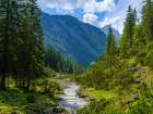 Valley Lechtal near Mitteregg in the Lechtal Alps Mt. Heiterwand in the background. Austria, Tyrol Art Print